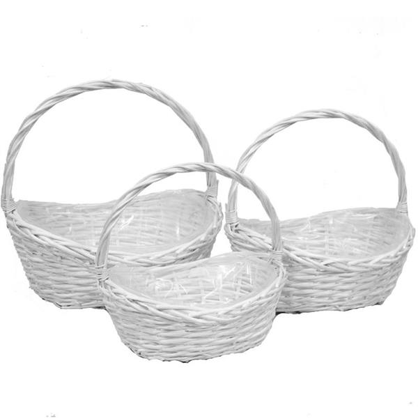 OVAL WILLOW BASKET S/3 WHITE **1/8**