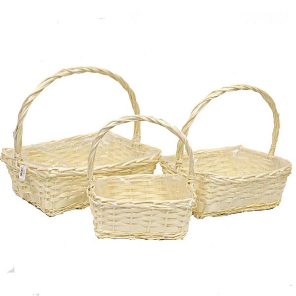 RECTANG.WILLOW BASKET S/3 **1/8** BLANCHED